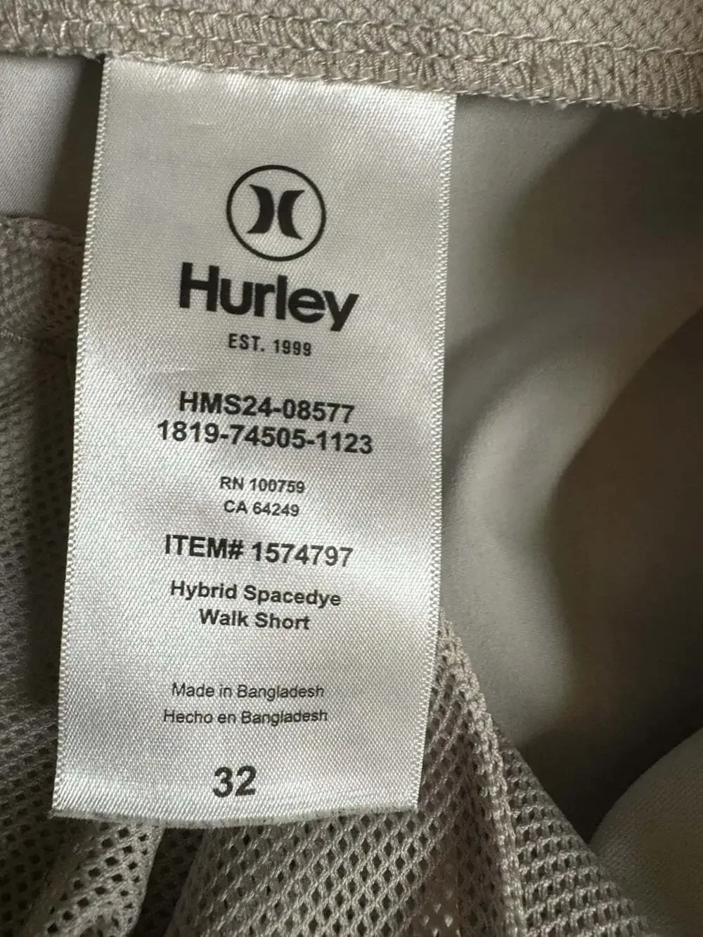 Hurley Hybrid Spacedye Walk Shorts Men’s Size 32 Gray Stretch 9” Inseam